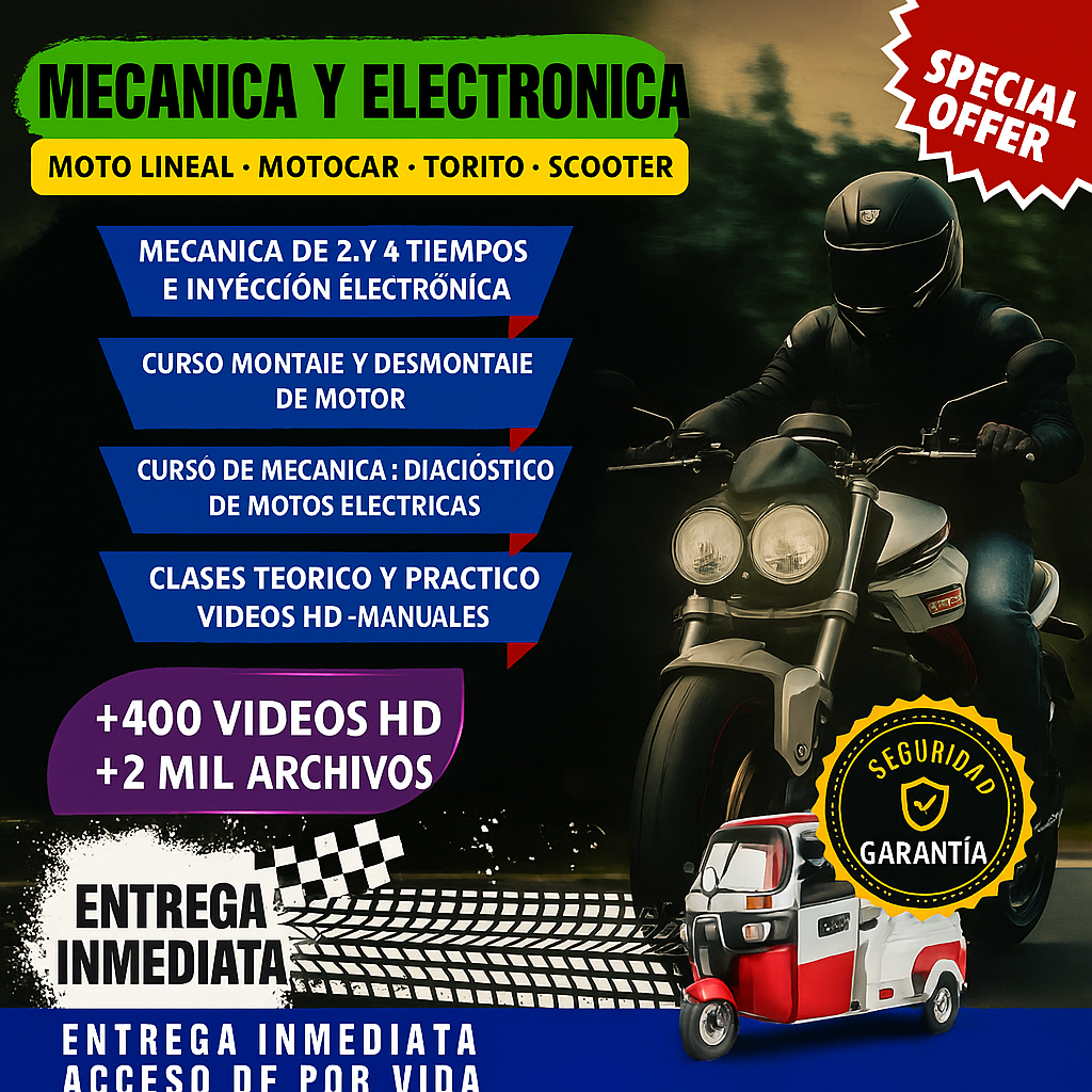 🏍️ Curso de Reparación de Motos 2 y 4 Tiempos 🔧💼