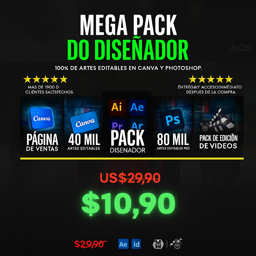 🎨 Pack Diseñador Premium – Canva + Photoshop + Video y Más